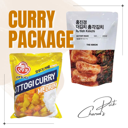 Ottogi Curry 1kg & Radish Kimchi Set | 오뚜기 카레 1kg (약간매운맛) & 홍진경 총각김치