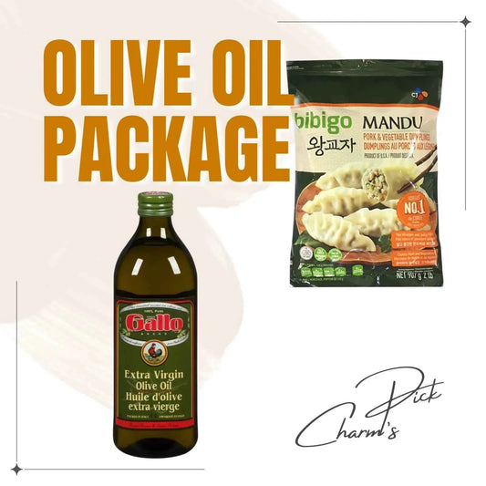 Olive Oil & Korean Dumpling Package / 갈리오 엑스트라버진 올리브오일 1L, 비비고 왕교자 980g (Copy)
